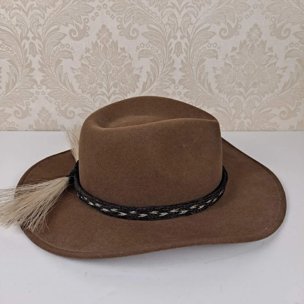 Bailey Switchback Size Medium Brown 100% Wool Felt Hat Woven Hatband Horsehair